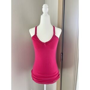 VTG Hollister Hot Pink Long V Neck Stretch Cami Tank Sz S Y2K Coquette Feminine